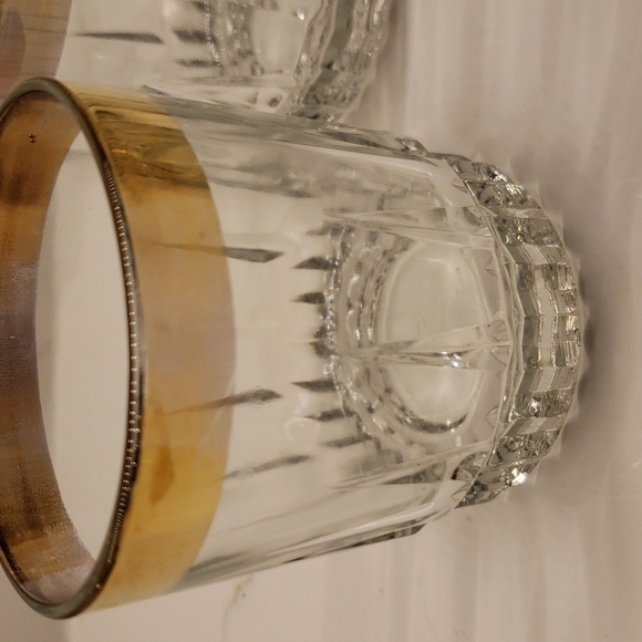 vintage Libbey Set of 4 clear gold band tumblers 22K gold trim 3"Diam x 3.5"h - Picture 2 of 10